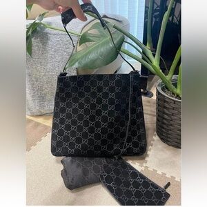 Gucci Black Monogram Shoulder Bag